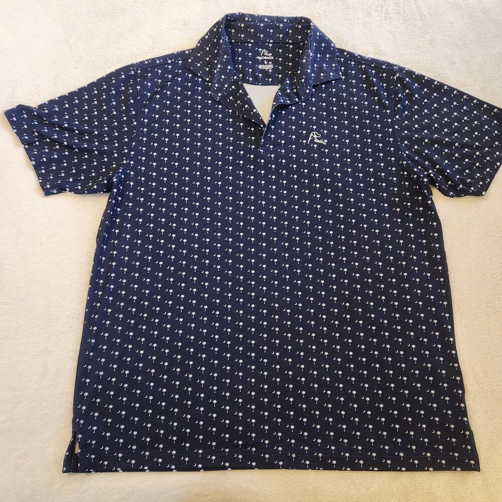 Rhoback Men's "The Palmetto" Performance Golf Polo - Navy Blue - Size Large (L)